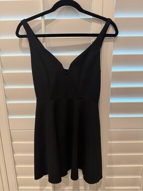 Kimchi Blue Black Mini V-Neck Skater Dress